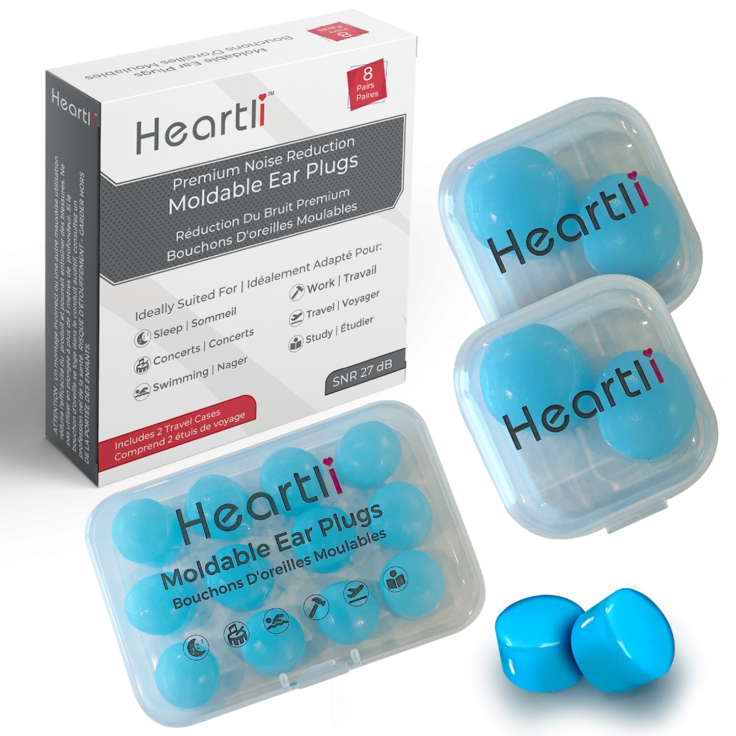 Heartli Premium Moldable Ultra Soft Silicon Ear Plugs